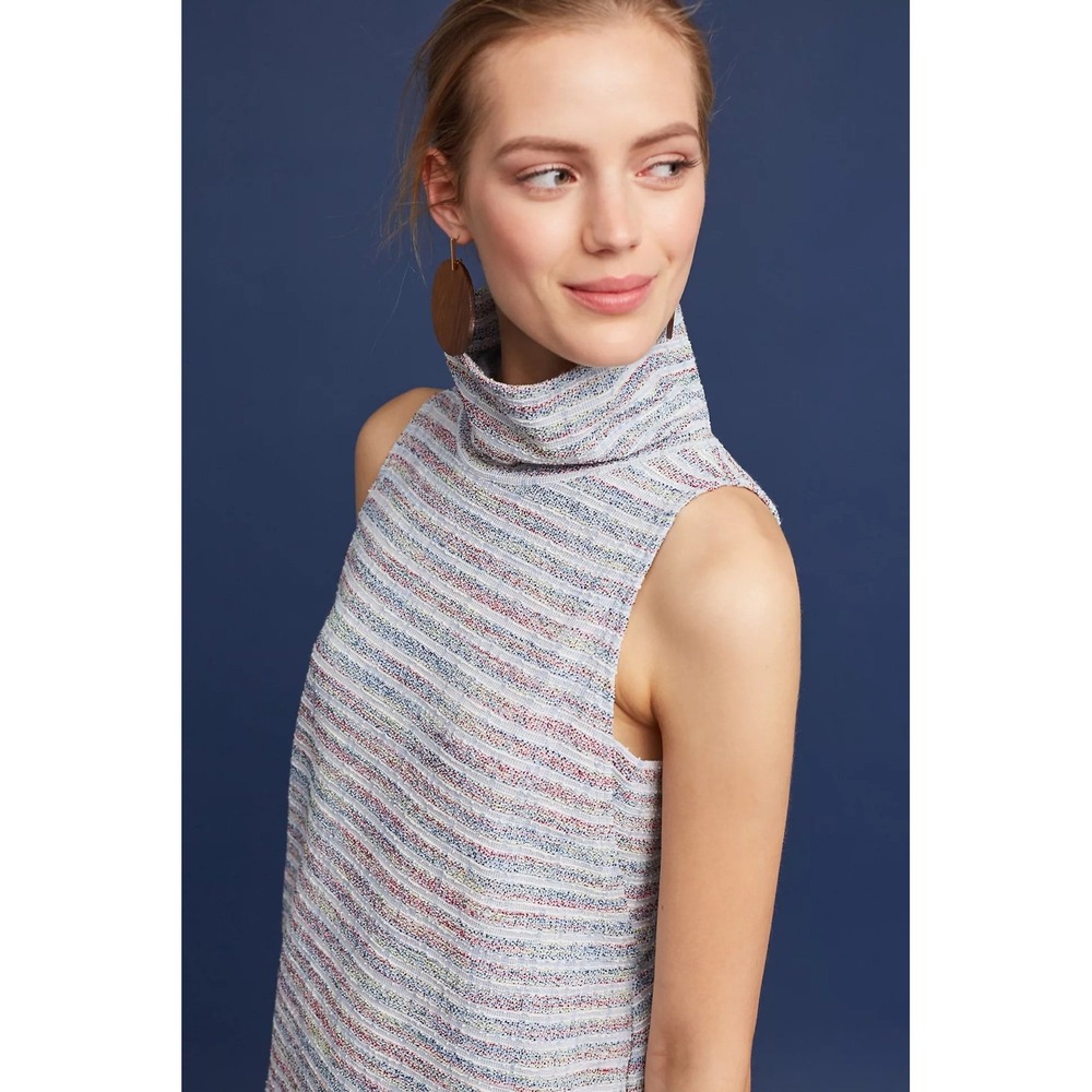 Anthropologie Akemi + Kin Mock Neck Cocoon Tunic Dress Blue Size S